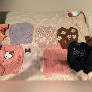 Girls Pink Floral Knit Sweater - Unbranded